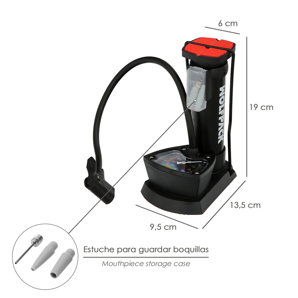 Bomba aire Pedal, pie con manometro